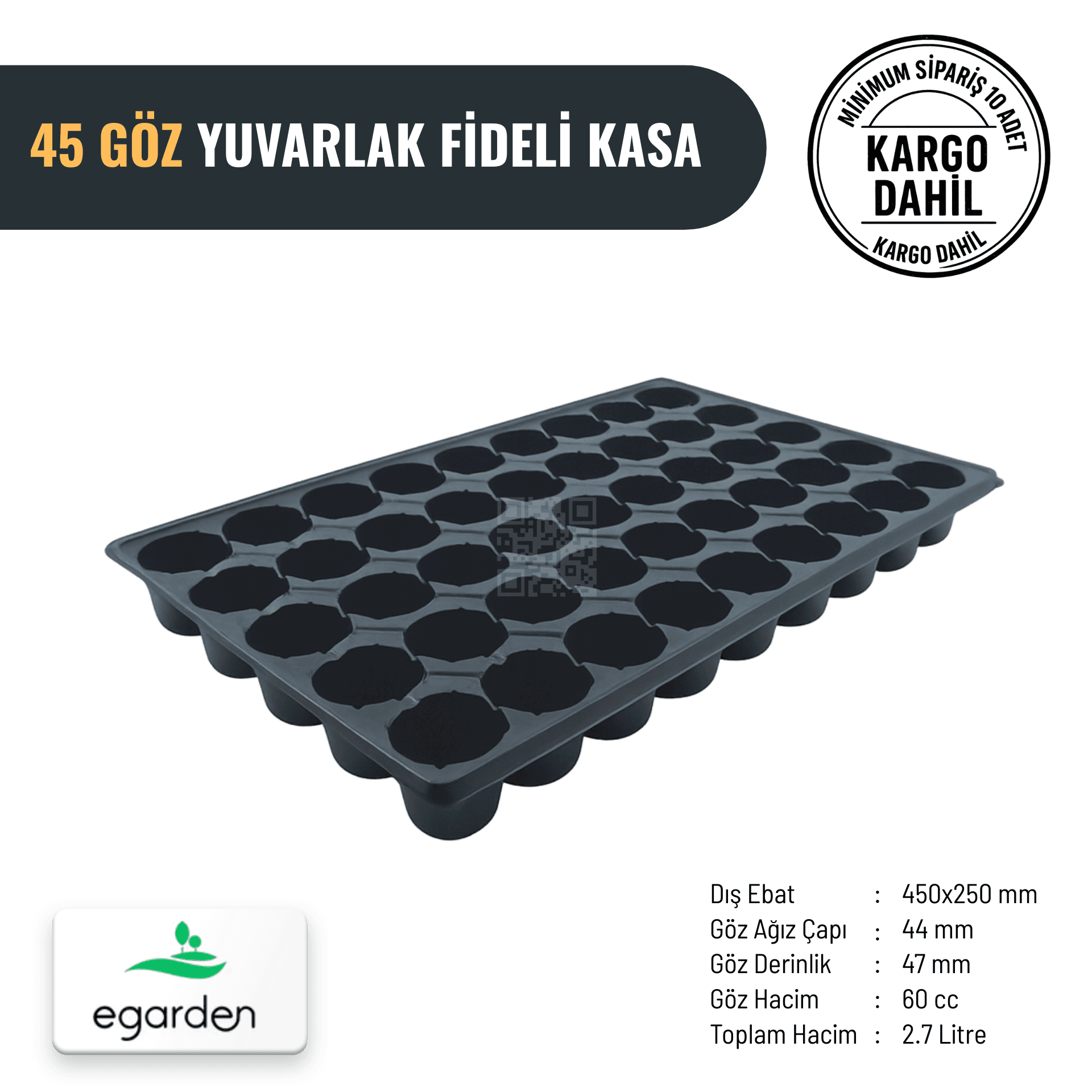 45 Göz Yuvarlak Fide Viyolü – 60 cc (2.7 Litre Toplam Hacim)